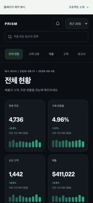 PRISM 모바일 화면