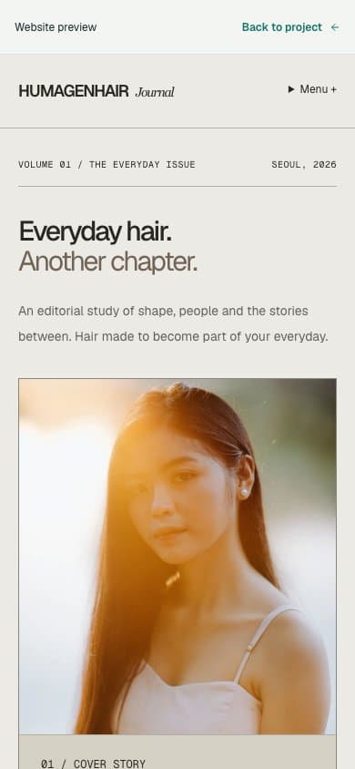 HUMAGENHAIR / Editorial mobile view