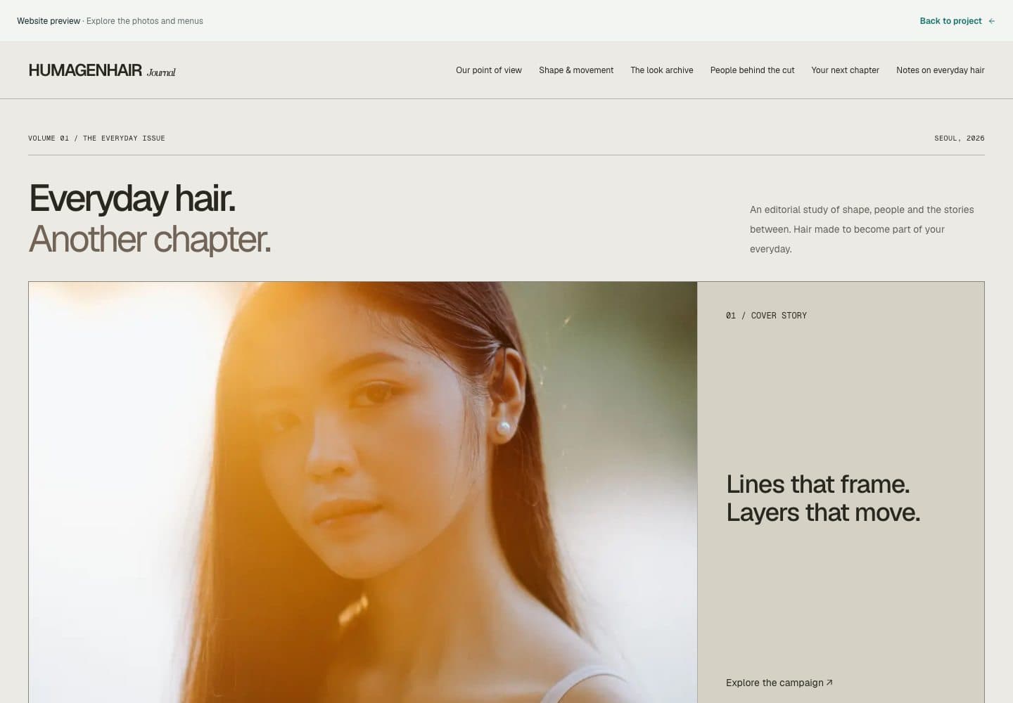 HUMAGENHAIR / Editorial desktop overview