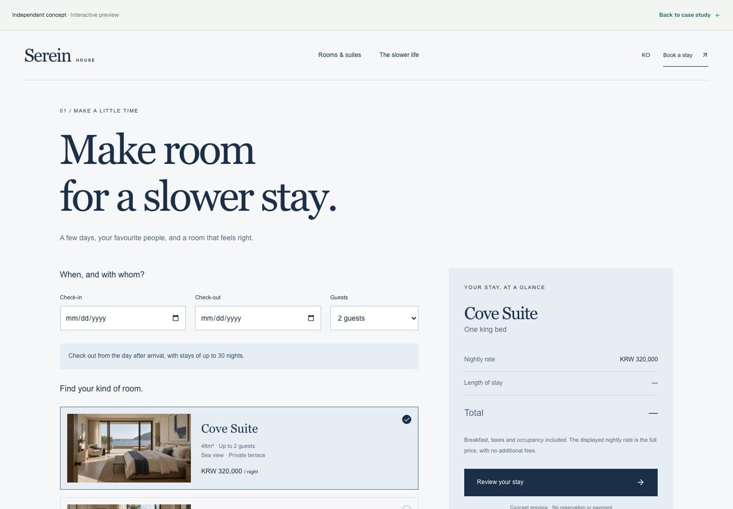Serein House — From a sense of place to a considered stay